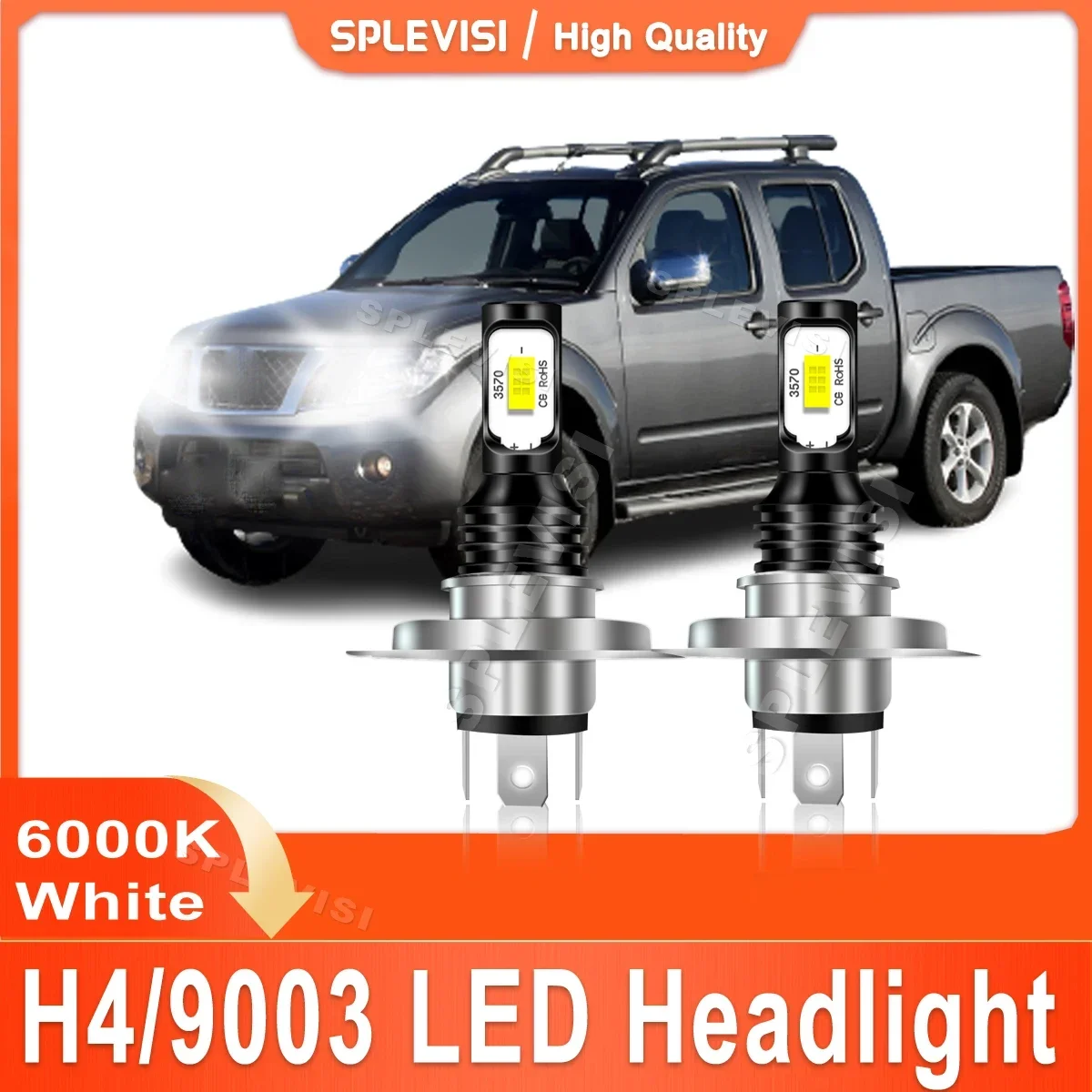 2x H4 Car Light Pure White For Nissan Navara D40 2005 2006 2007 2008 2009 2010 2011 2012 2013 2014 LED Headlight High Low Beam