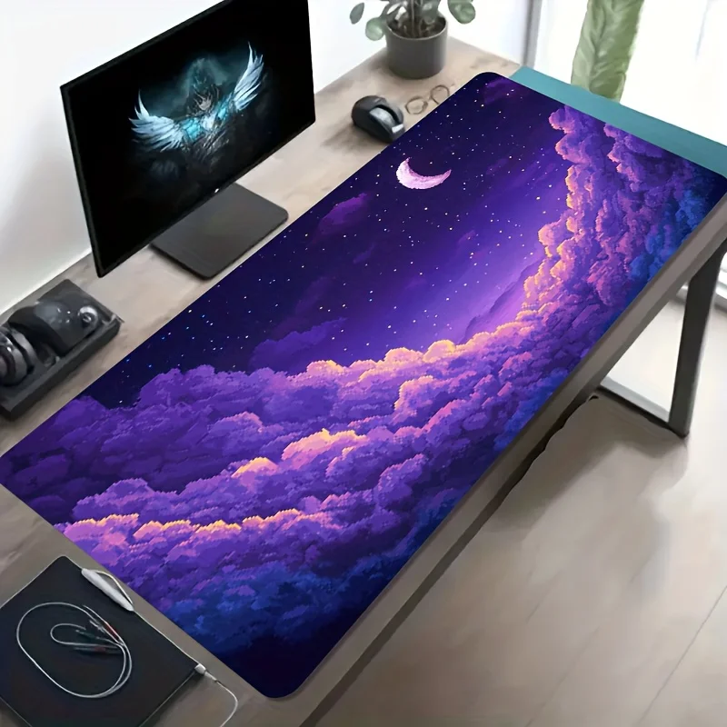 cifbuy-grande-mouse-pad-para-jogos-pixel-purple-night-starry-moon-base-de-borracha-lavavel-tapete-de-mesa-extragrande-decoracao-para-escritorio-e-computador