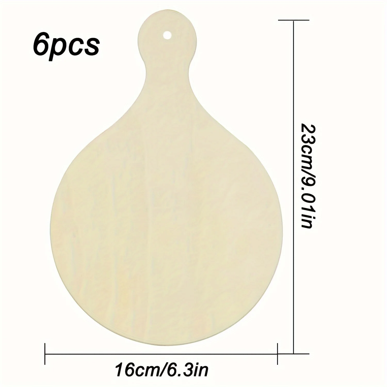 6pcs Mini Wooden Cutting Board Craft with Handle Bulk Pack, Kitchen Board Cooking Butcher Block, DIY Home Cooking Decor (Round)