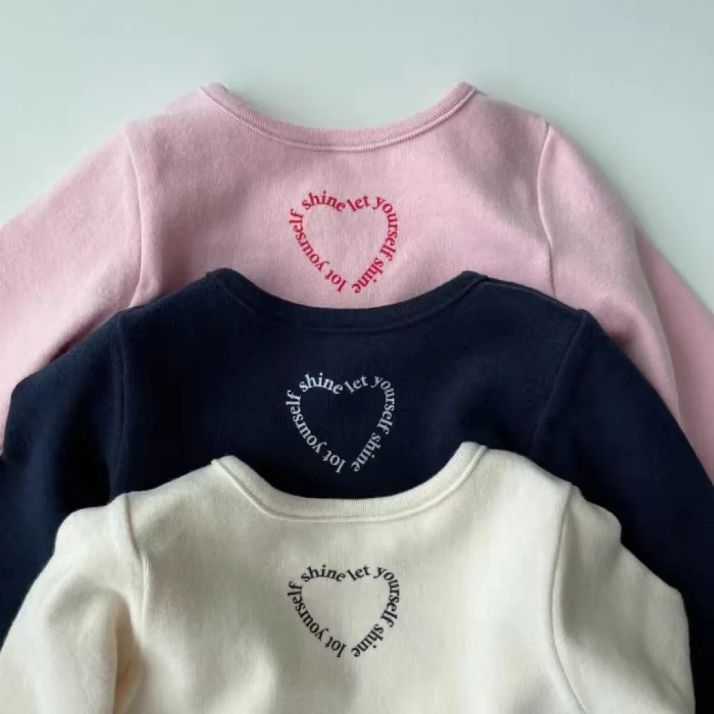 2024 Autumn New Baby Girl Long Sleeve T Shirts Infant Girl Letter Heart Print Tops Toddler Cotton Bottoming Shirts Kids Clothes