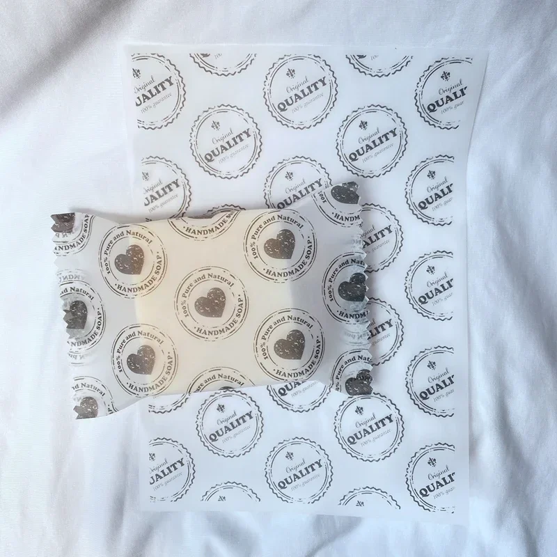 Vintage Logo 80% Transparent Wrapping Paper for Gift Handmade Soap Wrapping Paper Customzied Logo 100 Sheets