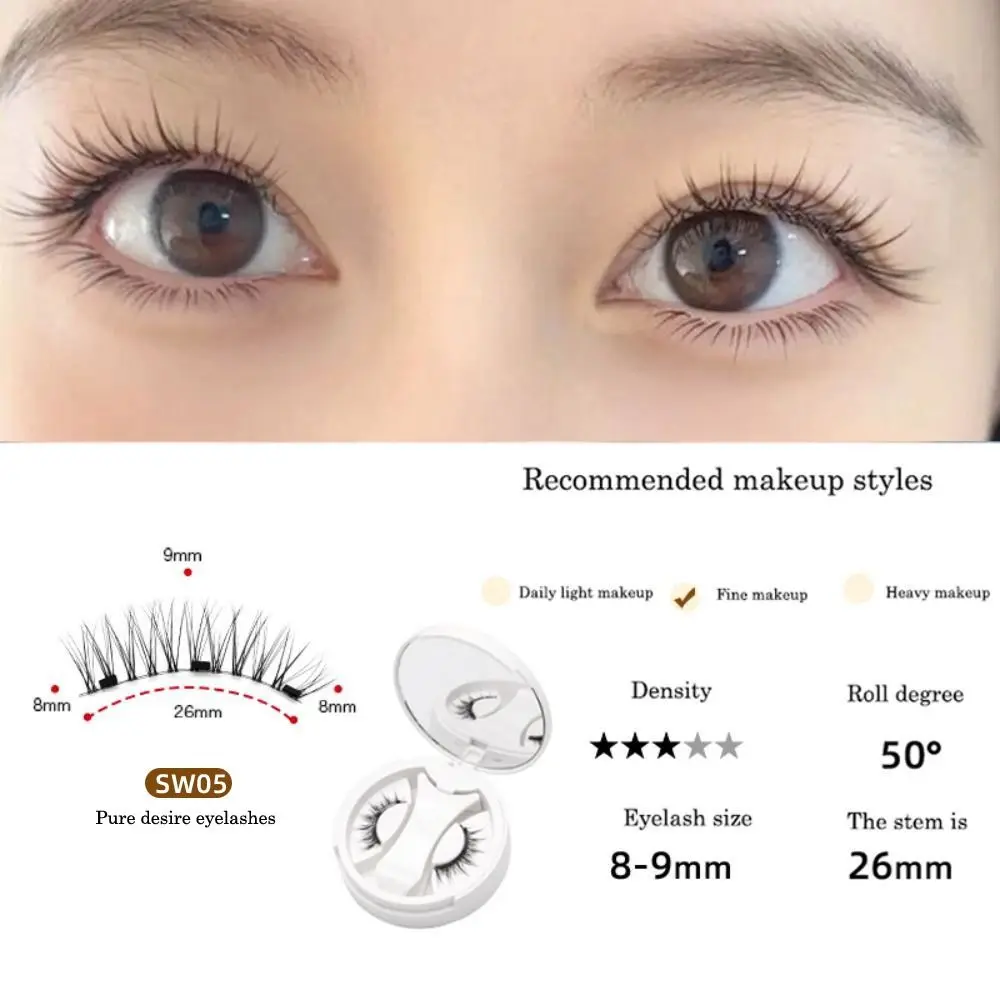 Cat Eye Magnetic False Eyelashes Long Lasting with Mirror Glue Free False Eyelashes Reusable Makeup Magnetic Eyelashes with Clip