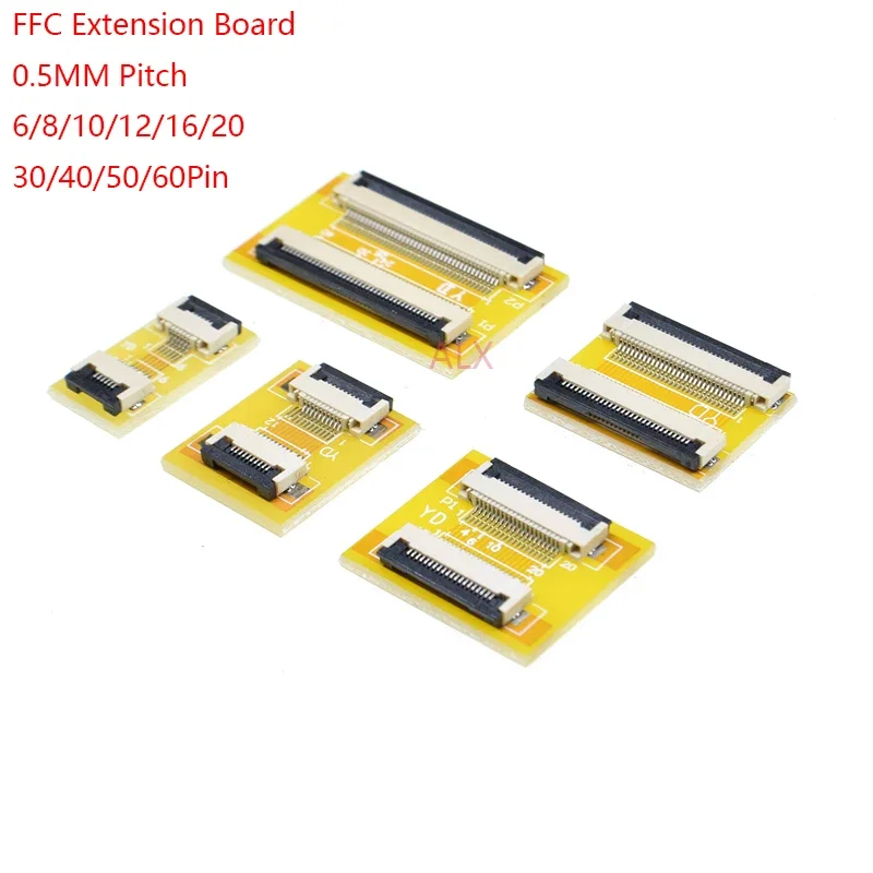 

2PCS FPC FFC Flexible Flat Cable Extension Board 0.5 mm Pitch 6 8 10 12 14 20 30 40 50 PIN Connector
