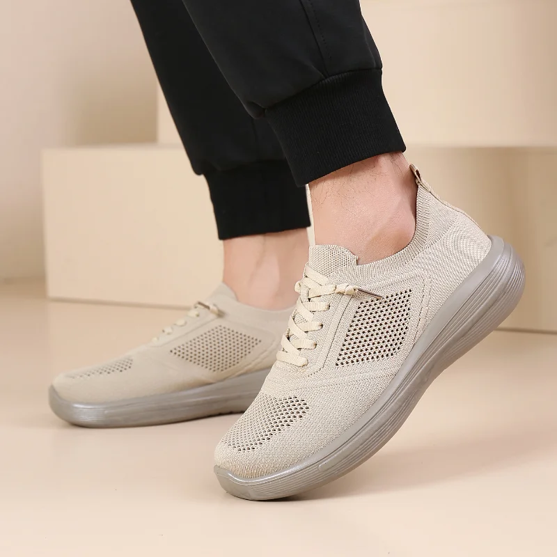 Men's Spring Summer Fly Woven Breathable Sneakers Lightweight Non Slip Wear Resistant Comfort Walking Casual Shoes
