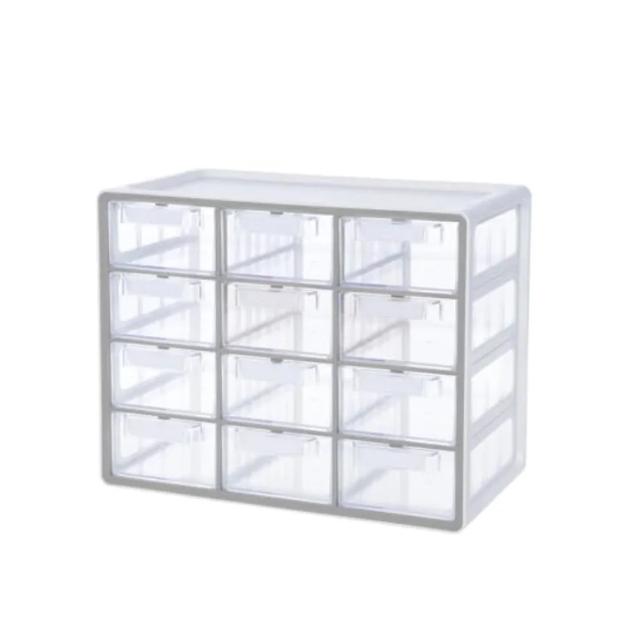 

Large Cabinet Stackable Organizer for Hardware Beads Plastic Bricks Office and Craft Storage Made in Korea Gray