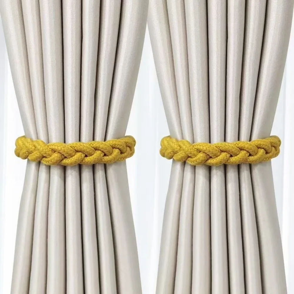 1 Pair Ornament Fashion Magnetic Curtain Tieback Boho Style Simple Braid Curtain Straps Adjustable Curtain Buckle Decoration