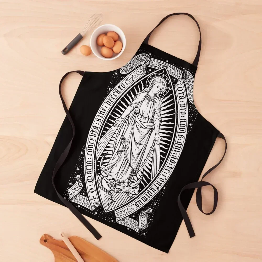 

Vintage Virgin Mary Engraving Apron Professional Barber Women's painting manicurist Apron