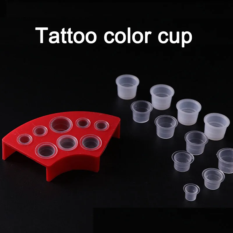 100pc S/M/L Plastic Microblading Disposable Tattoo Ink Cups Permanent Pigment Clear Container Cap Tattoo Accessory WSPJ04