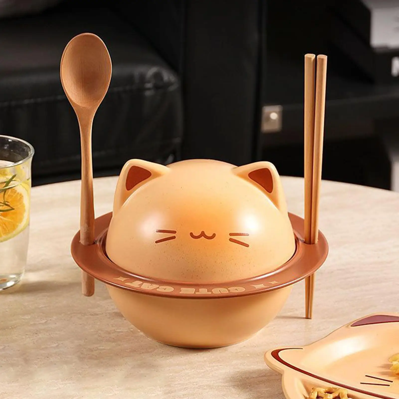 

Чаша для рамэна с кошачьим дизайном, керамическая чаша для рамэна, контейнер для хранения еды с ложкой, палочками для еды для хлопьев, салата, приготовления еды, завтрака, обеда