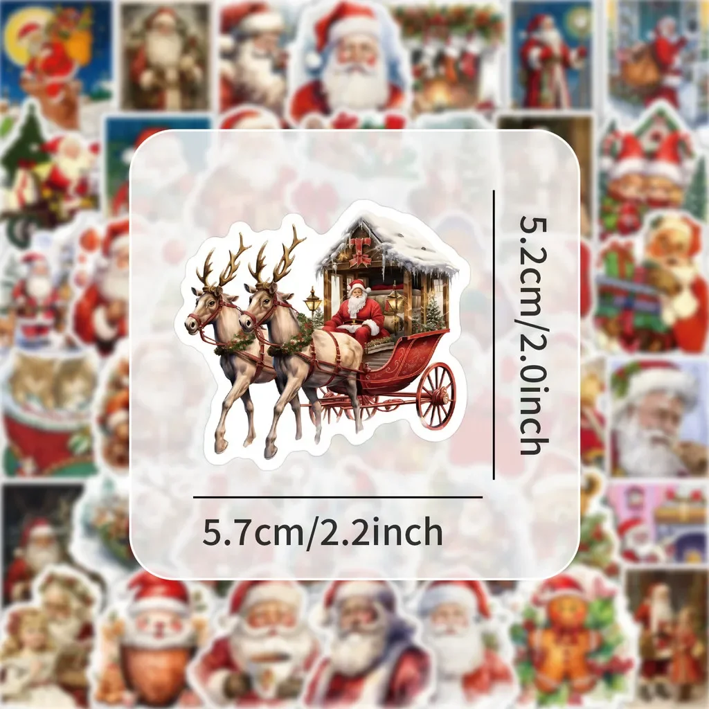 50PCS Vintage Retro Christmas Santa Claus Snowman Decorations Graffiti Stickers for Bicycle Hand Account Giajar Sticker Store