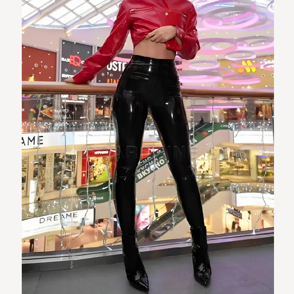 Sexy Black Shaping Women Elastic Stretch Pencil Pants PU Leather Pants Skinny High Waisted Tight Trouser 2024