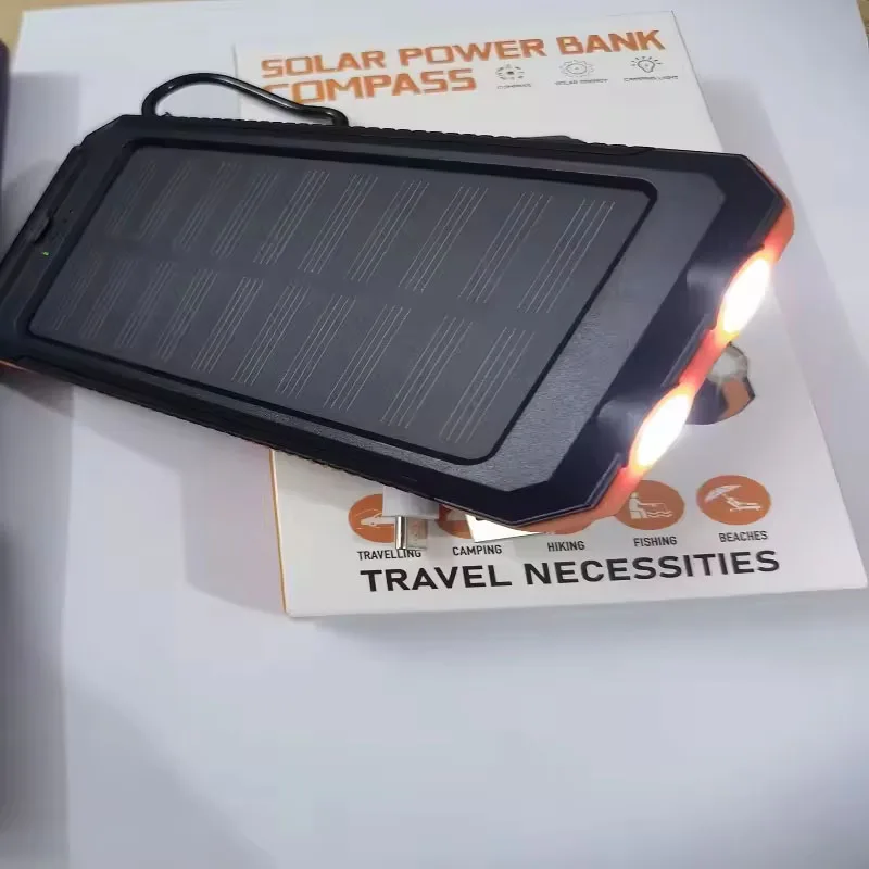 

Солнечный Power Bank большой емкости, внешний аккумулятор с быстрой зарядкой, портативный, с ремешком, компасом, водонепроницаемый, для активного отдыха
