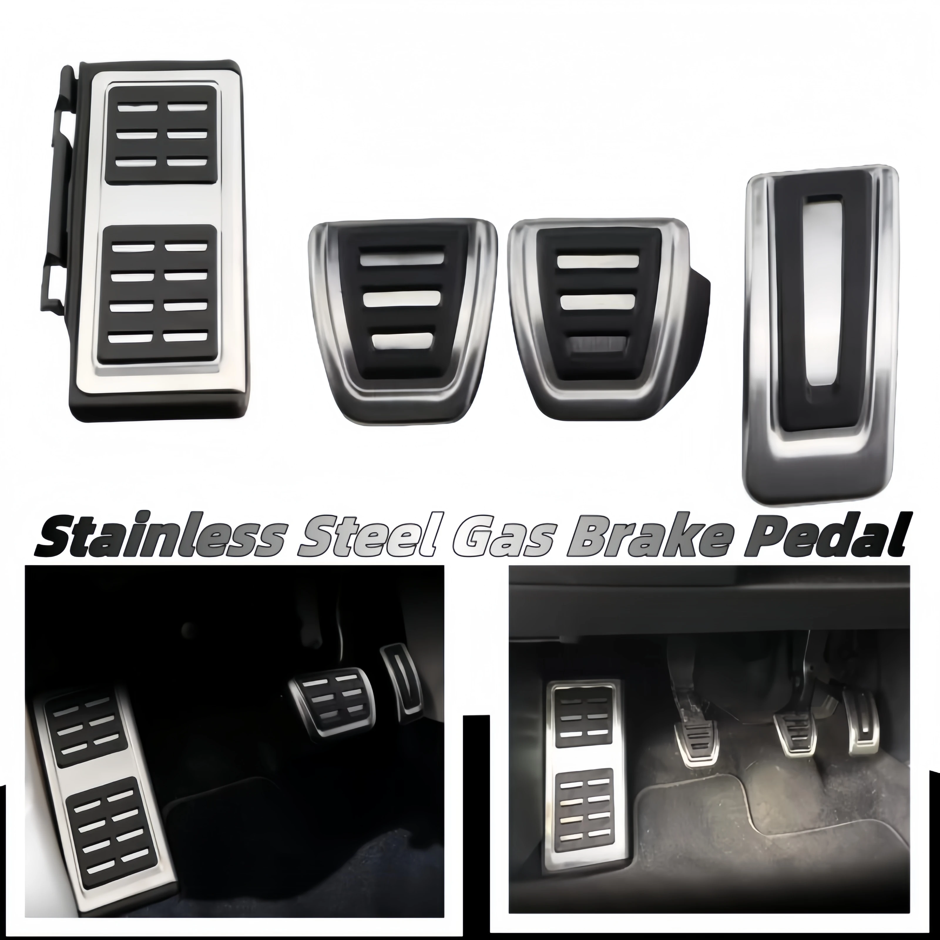 Pedales de Coche de Acero Inoxidable de Alto Rendimiento, Antideslizantes, para Acelerador, Freno y Reposapiés, Completos, para Audi, VW Golf, Tiguan, T-Roc, León, Seat, Cupra