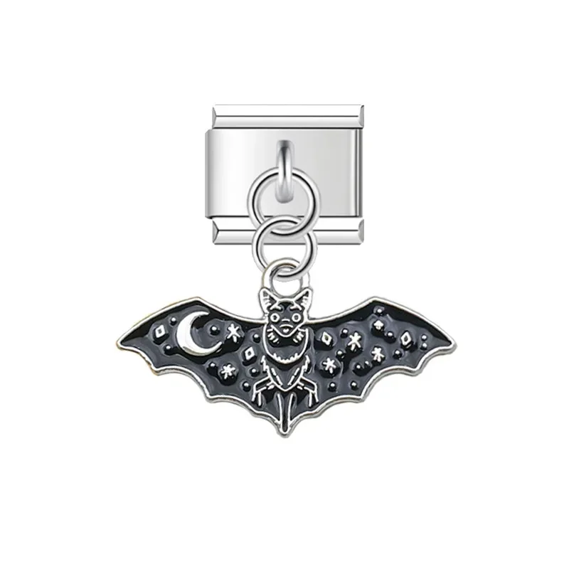 원래 DIY 할로윈 해골 거미 이탈리아어 링크 매력 맞는 9mm 스테인레스 스틸 선물 모듈 형 팔찌 쥬얼리 만들기