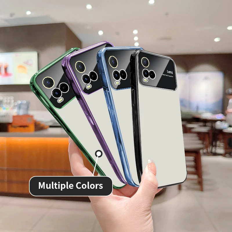 for vivo Y21 2021 Case Luxury 6D Plating Clear Large Window Lens Film Cute Shockproof Soft Silicone Phone Cover vivoY21 V2111