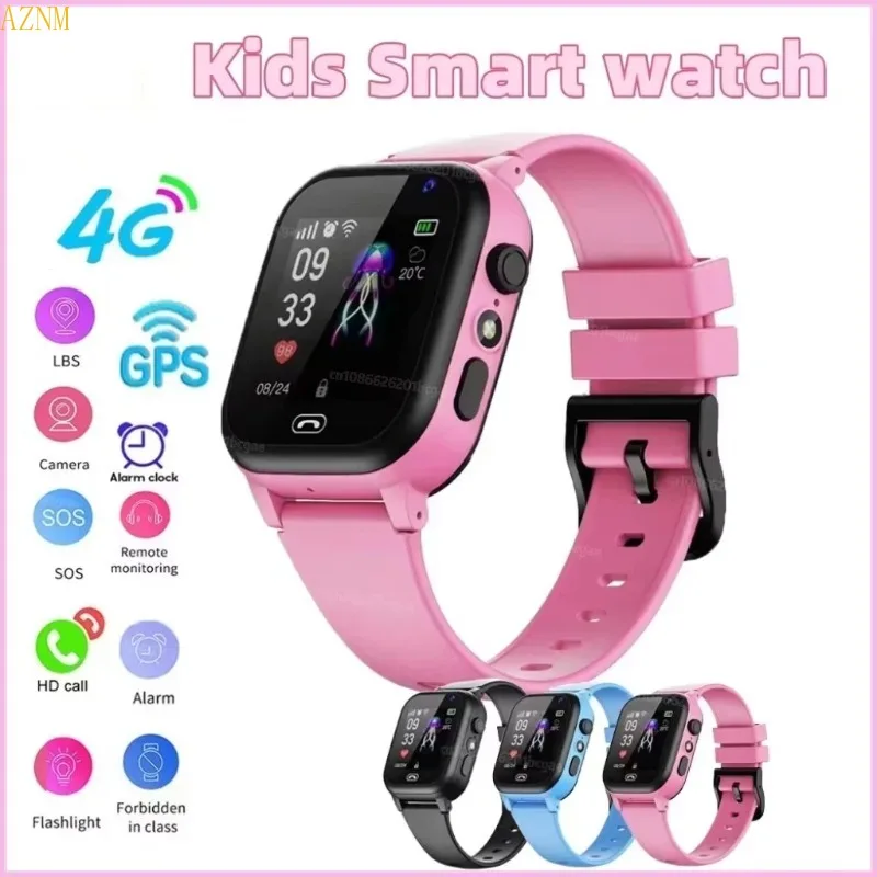 Kinder 4G Smartwatch SOS GPS-Ortung Sprachanruf SIM-Karte Kinder Smartwatch Kamera Wasserdichte Uhr für Jungen Mädchen Geschenk
