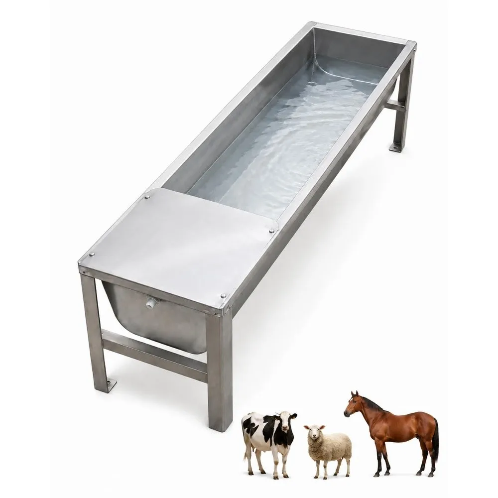 Automatic Livestock Water Trough Stainless Steel Pig Horse Goat Waterer Large Capacity Self Filling Float Valve Drain