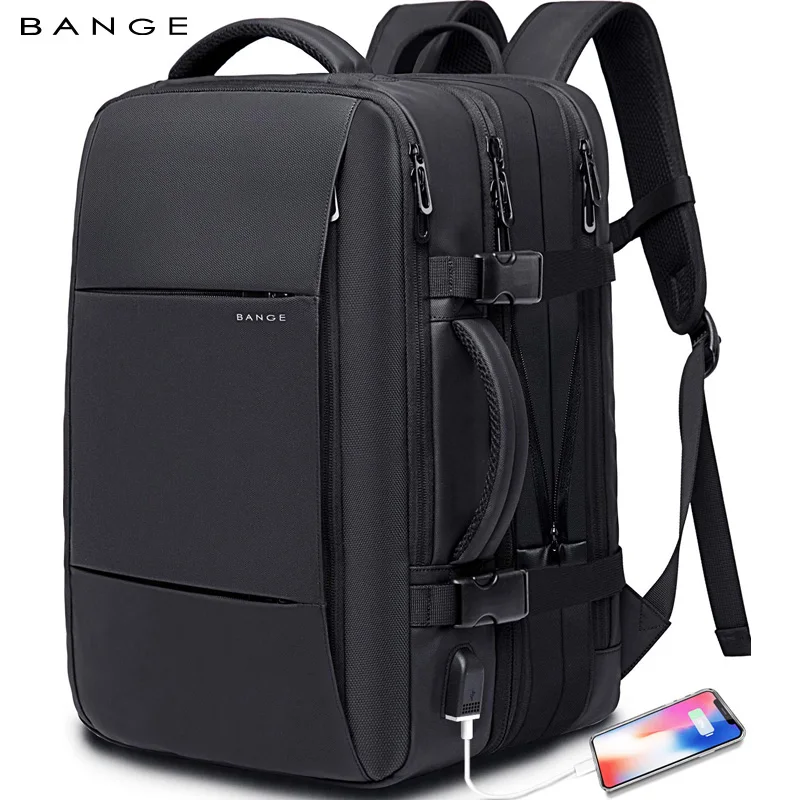 

Рюкзак BANGE Business Expandable, водонепроницаемый, для ноутбука 17,3 дюйма, мужской, большой вместимости, для походов и путешествий, с USB-портом