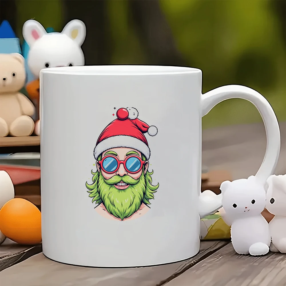 

11oz cartoon Santa hat sunglasses mug + kids cup Family office Christmas gift Kids creative cup Customized Christmas gift