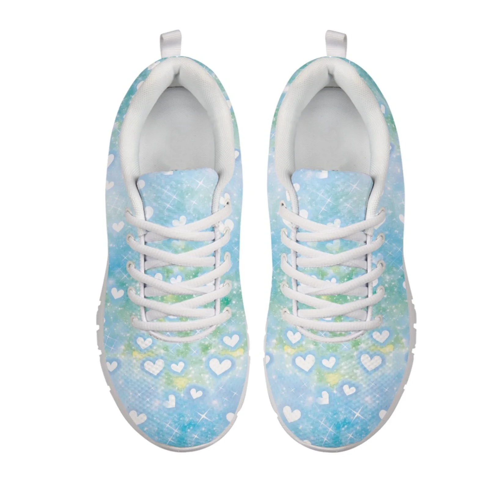 Coloranimal Comfortable Breathable Running Sneakers for Women Mens Lace Up Athletic Trainers for Outdoor Coffee Heart Mix