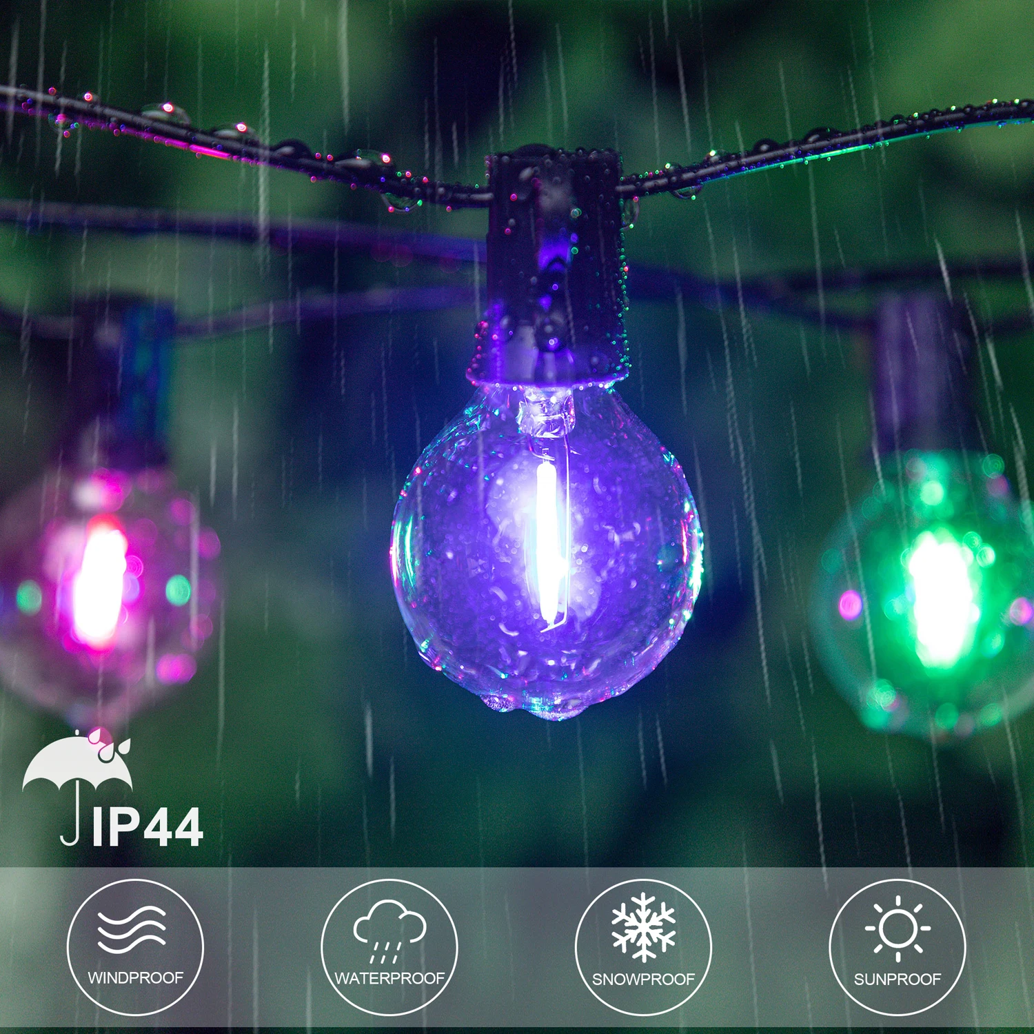 غرينسك في الهواء الطلق حفلة G40 RGB سلسلة أضواء 25ft 50ft 65ft E12 المقبس 110 فولت عكس الضوء ديكور مقاوم للماء سلسلة إضاءة معلقة ملونة