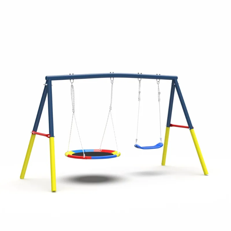 Schotelschommelset voor kinderen met stevig frame Buitenachtertuin Spinner Schommelspeelgoed voor kinderen Speeltuin Ronde schommel voor kinderen