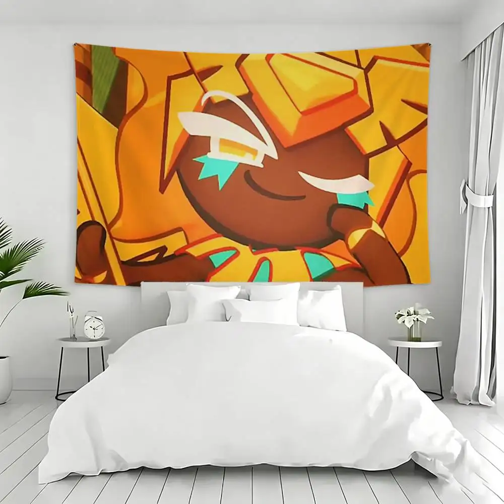 Golden Cheese Cookie Tapestry Flags Wall Hanging Background Art Banner for Bedroom Home Outdoor Decor
