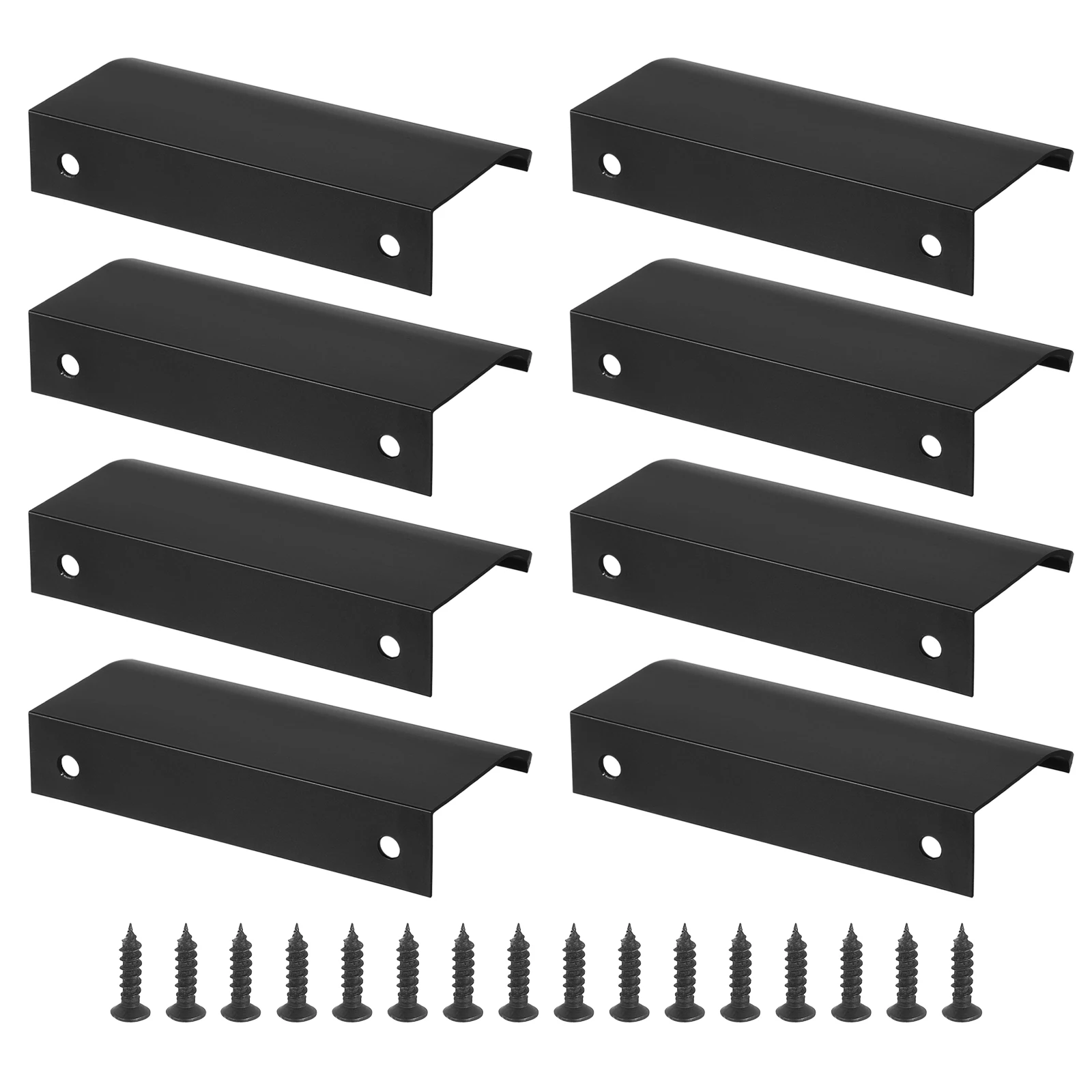8Pcs Mount Finger Edge Pull Concealed Handle Aluminum Alloy Handles with Screws for Home Kitchen Drawer Cabinet Black/White/Gold