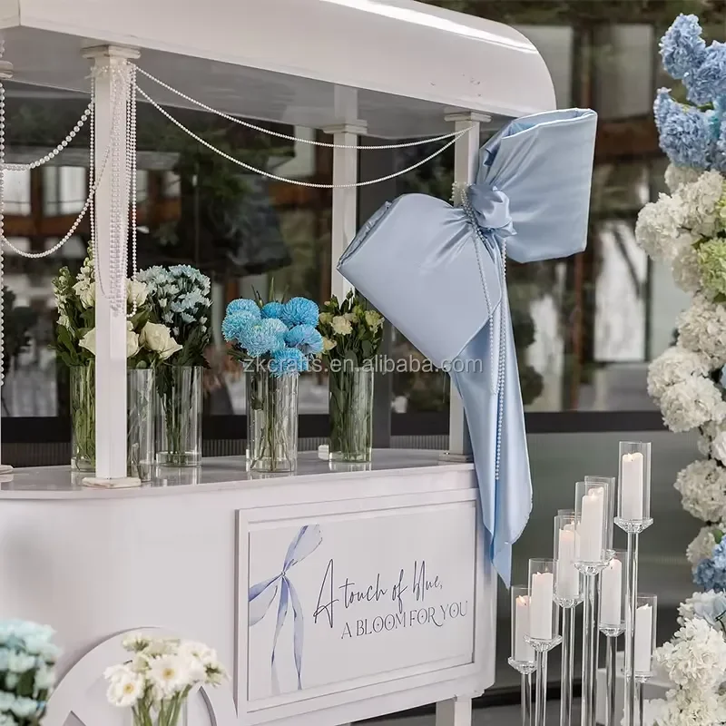 White Acrylic Candy Cart for Wedding Party Supplies Dessert Food Display Stand Wind Flower Bar Decoration Birthday Event