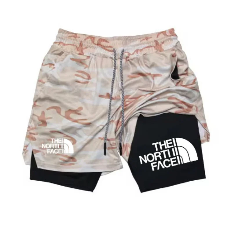 Pantaloncini da corsa mimetici 2024 Pantaloncini da palestra da uomo 2 in 1 a doppio strato ad asciugatura rapida Pantaloncini da jogging fitness da uomo