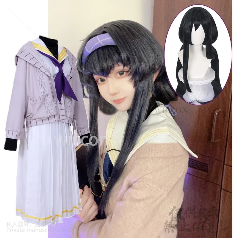 Anime Game Blue Archive Cosplay Kozeki Ui Costume Wig Hooded Coat JK Uniform Skirt Adult Woman Lovely Kawaii Birthday Party Suit