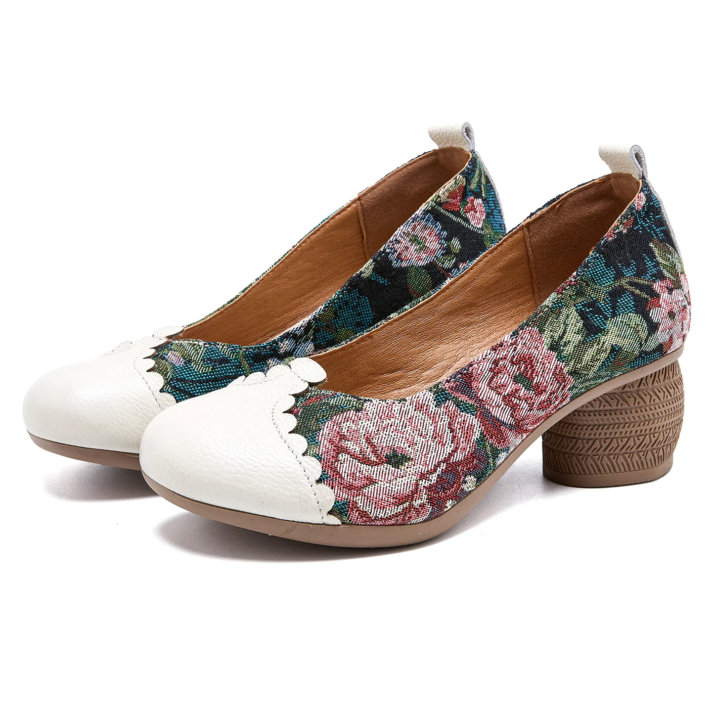 

GKTINOO 2026 Spring Flower Genuine Cow Leather Shoes Women Shoes Elegant Fashion Shoes Woman Retro Handmade Shoes High Heels