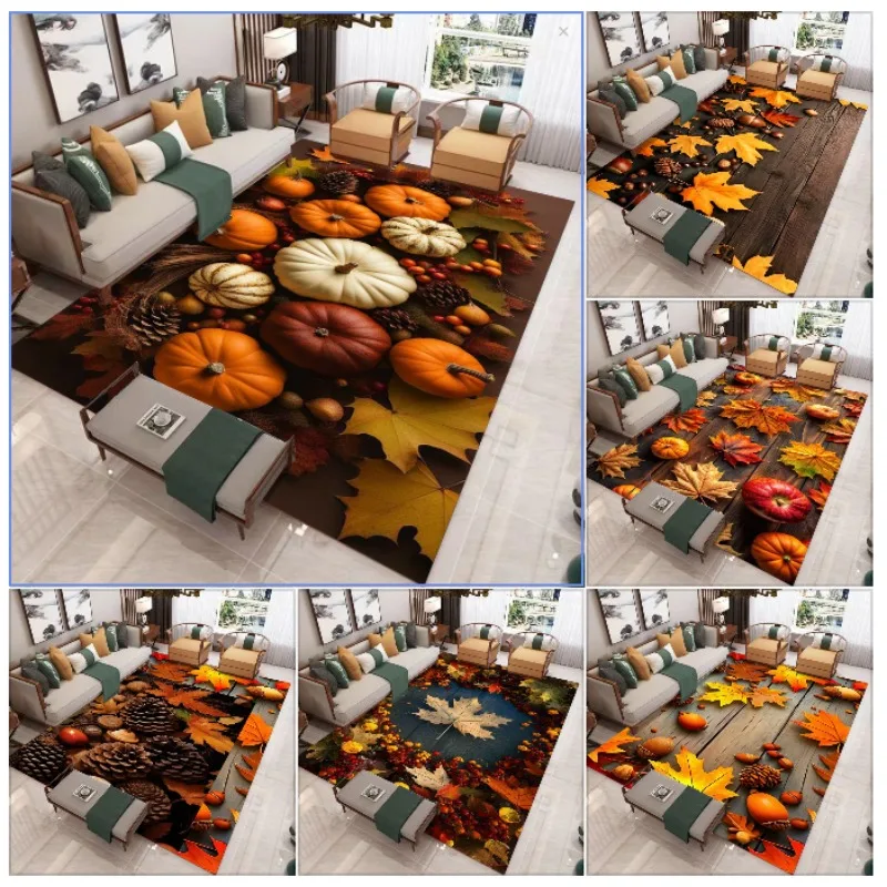 Halloween Kürbis Dekoration Großer Teppich Schlafzimmer Badezimmer Bodenmatte Schlafzimmer Dekoration Outdoor Tannenzapfen Ahornblatt Teppich