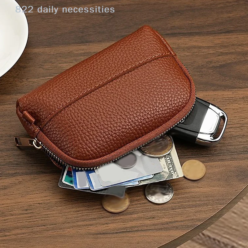 1PC solid Color Vintage Coin Purse Minimalism Key Bag Lipstick Earphone Storage Bag Portable Zipper Clutch Bag Small Wallet