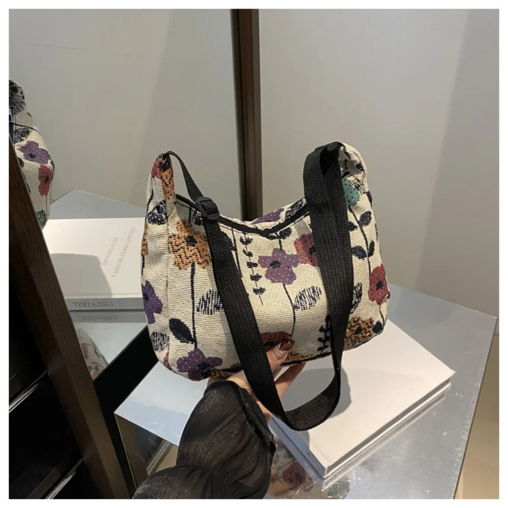 

High Quality Vintage Crossbody Bag Half Moon Shape Printed pattern Shoulder Bag Texture Messenger Bag for Women