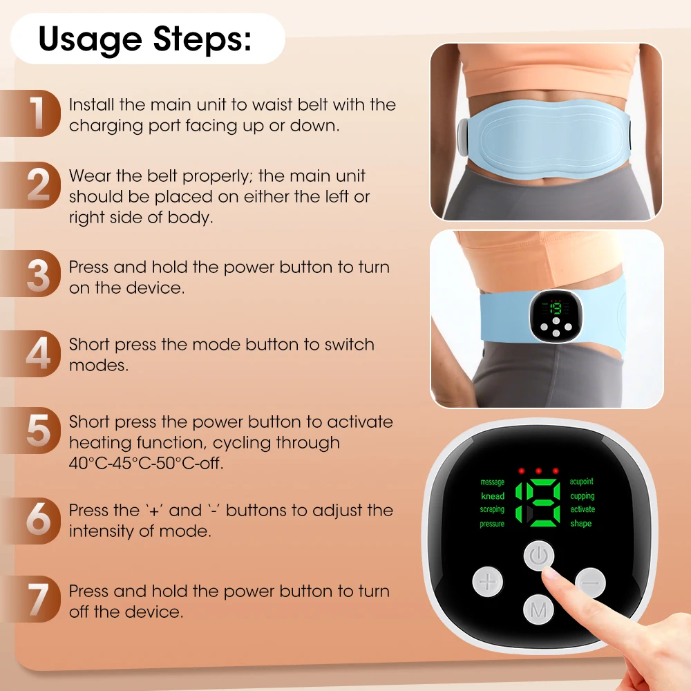 حزام تدليك البطن الكهربائي 19 قابل للتعديل مكركرنت نبض الخصر Abs المدرب الساخن ضغط البطن ممارسة العضلات مدلك