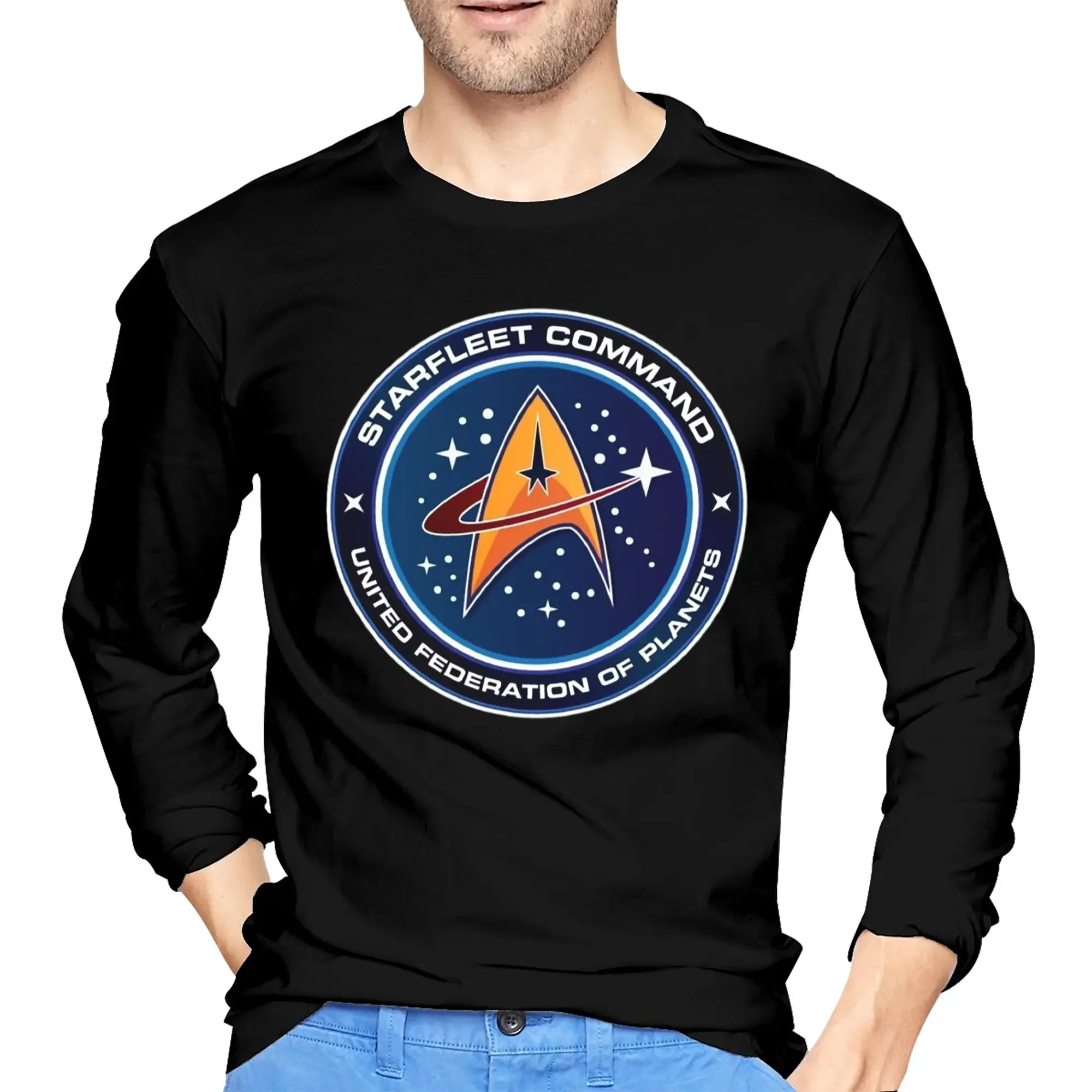 

Star Treks Science Fiction TV Series Men's Long Sleeved T-shirt Fashion Round Neck T shirts Spring and Autumn Men tops