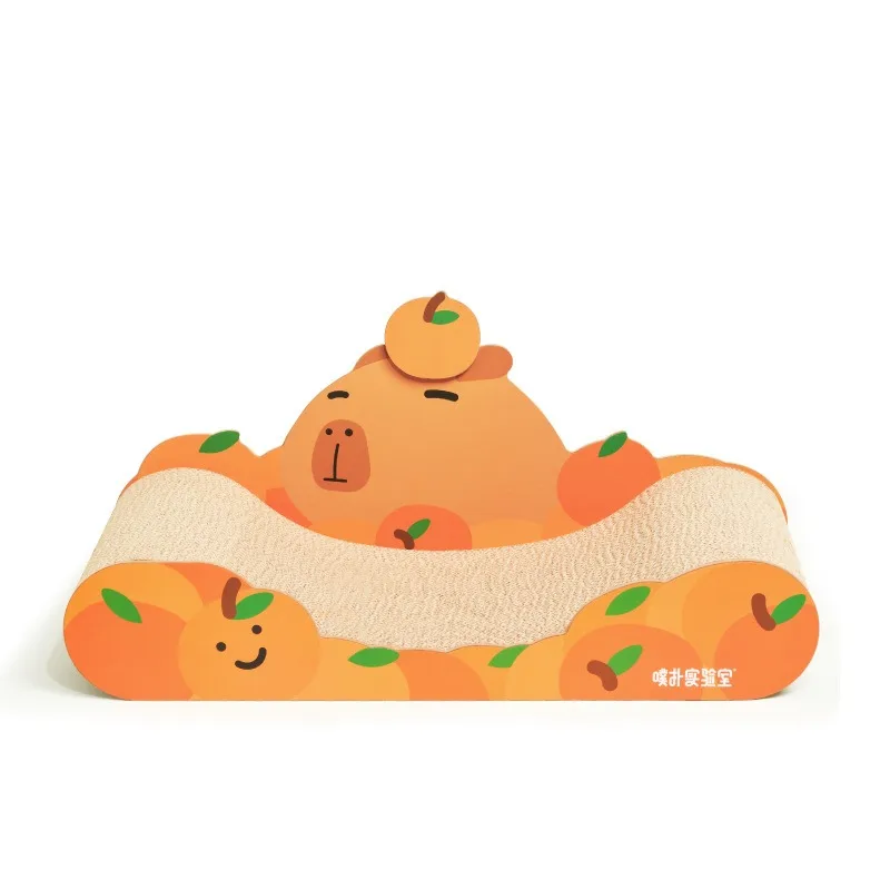 

Capybara cat scratcher board corrugated cardboard cat scratch bed lounge sofa shaped durable reversible sided large pet supplies