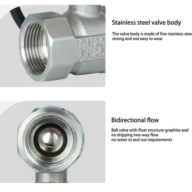 مع دليل الفولاذ المقاوم للصدأ الكرة الكهربائية Vae المحرك التيار المتناوب 220 فولت ثلاثة أسلاك التحكم اثنين من موضوع داخلي المحملة DN15 ~ DN50