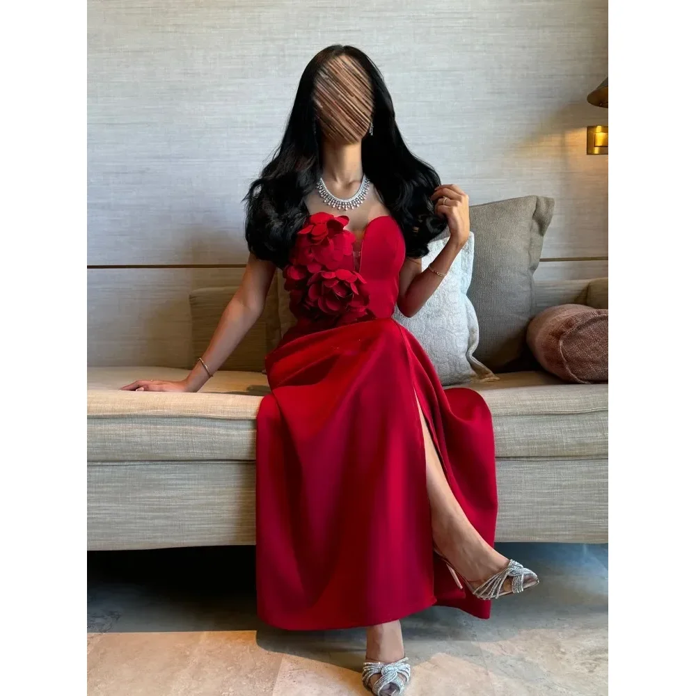 

Sweetheart Prom Dresses Customized Women's Party Dress Flowers Pleat Split Floor Length Evening Dress Vestidos De Fies 2025