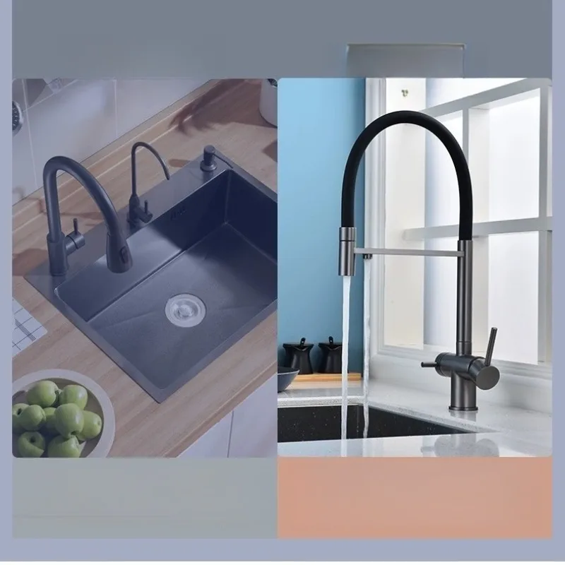 

Смеситель «три в одном», раковина из нержавеющей стали 304, бытовой смеситель для горячего и холодного питья, матовое золото