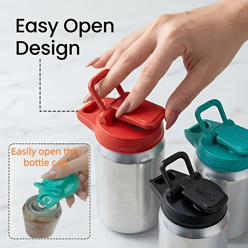 3 Dual-Purpose Can Opener Lids, Manual Multifunctional Tool for Energy & Soda Water, With Handle, Home & Outdoor Use