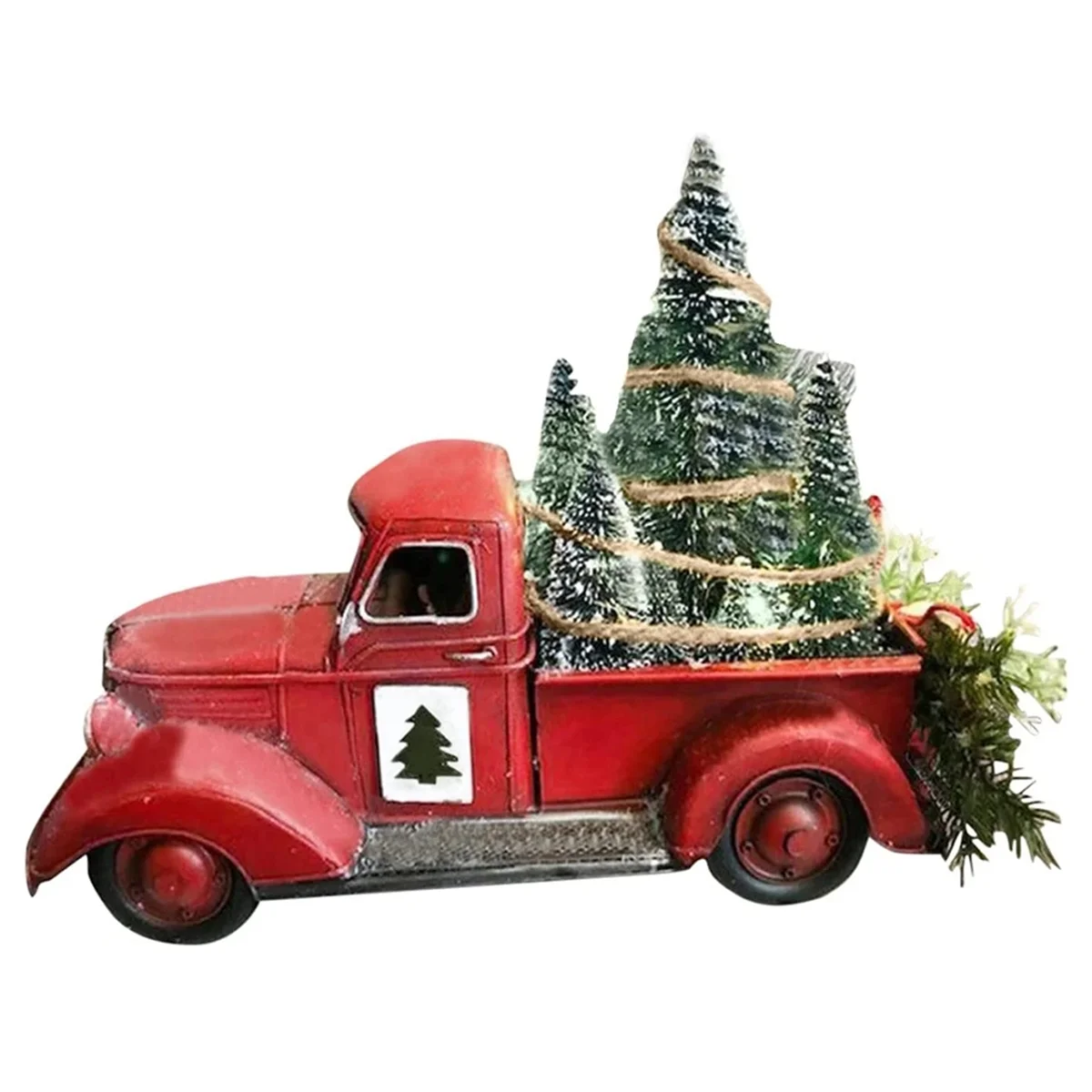 

Christmas Red Truck Automobile Car+Lights Boy Resin Ornament Craft Waterproof Garden Yard Tree Decoration Home Decor