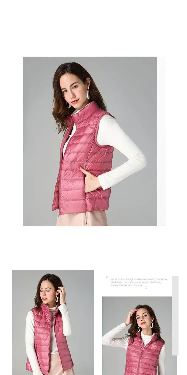 2026 White Duck Down Jacket Women Vest Autumn Winter Sleeveless Waistcoat Warm Lightweight Puffer Jacket Female Tops Outwear