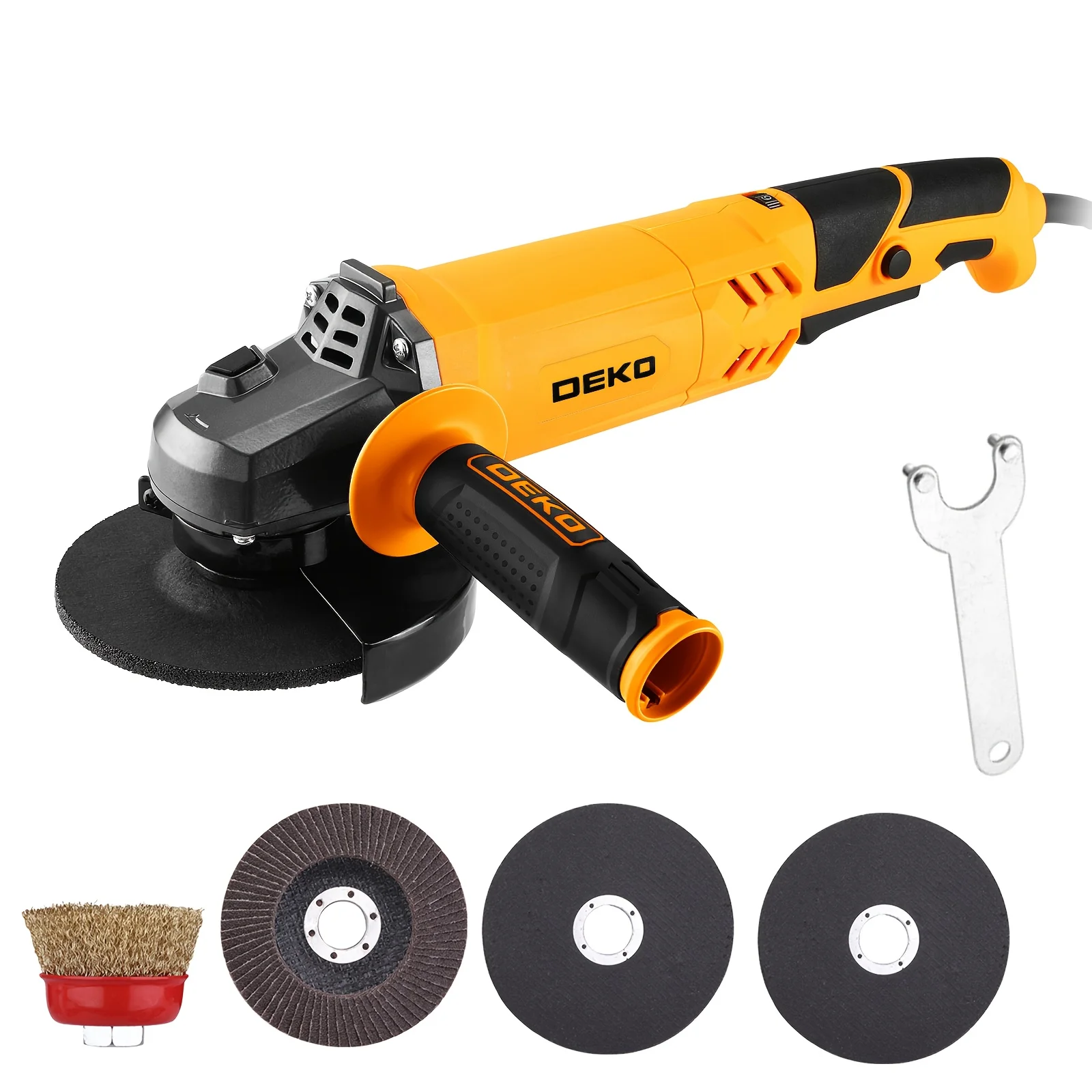 

DEKO 2026 New Upgrade Corded Angle Grinder | Electric Grinder | with Speed Adjustment, Grinding Discs, Wheel Guard and Wrench | 15000 RPM | 9Amp | for Metal Grinding, Polishing, Rust Removal and Home Repair | Gifts for Men | Mother's Day Gift