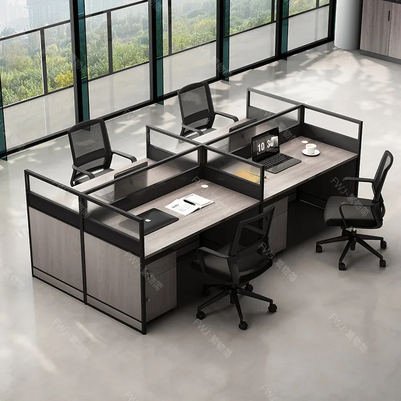 Staff office desk and chair combination simple modern double four workstation staff table