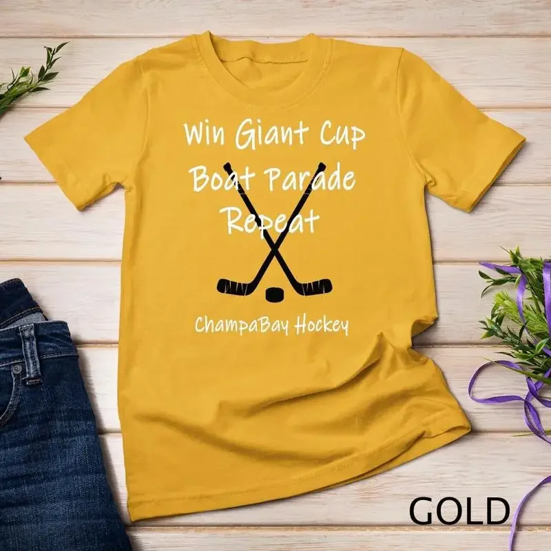 Win Giant Cup Boat Parade Repeat ChampaBay Hockey T Shirt Unisex T shirt