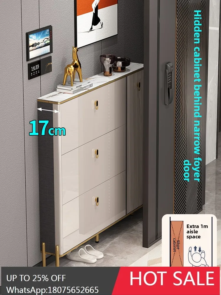 

MJY Ultra-Thin Flip Bucket Small Apartment Entryway Cabinet Integrated Wall-Mounted Light Luxury Thin Model