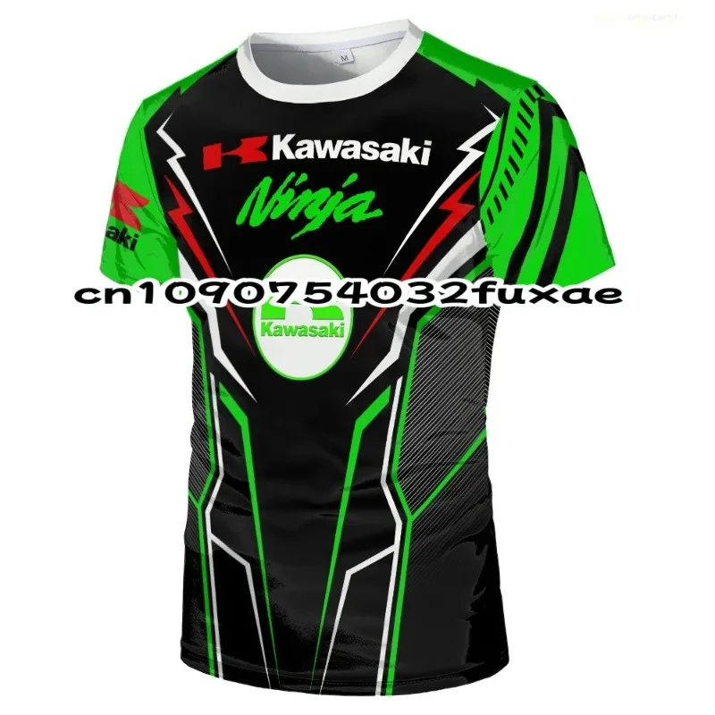 

Лето 2026, новые мужские футболки с мотоциклом Kawasaki, логотип с 3D принтом, повседневная дышащая футболка с короткими рукавами