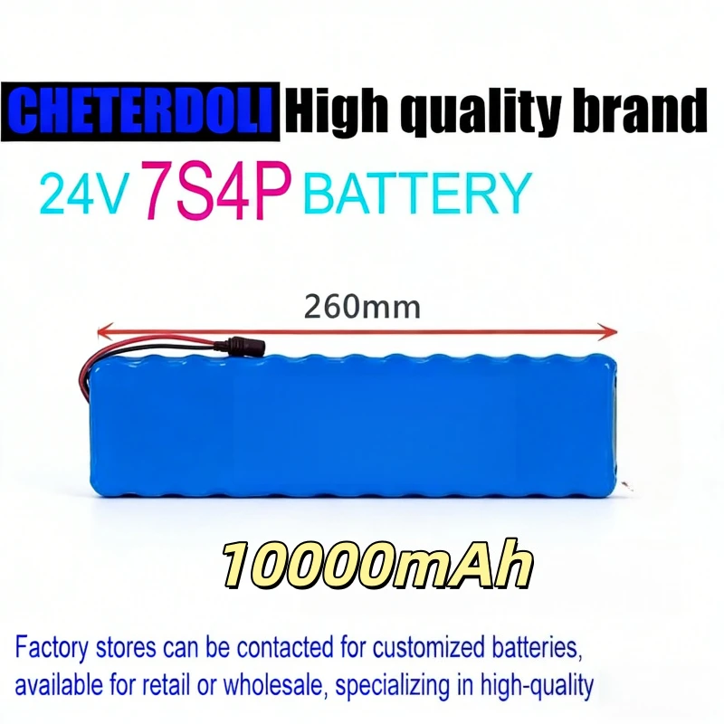 

24V 10Ah Li-ion Battery Pack 7S4P with 15A BMS + 29.4V 2A Charger, Rechargeable Lithium Battery for Solar System UPS RV Boat